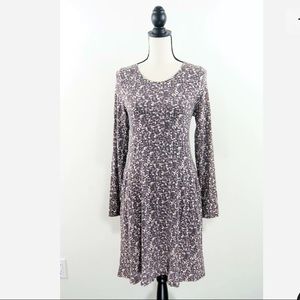 Garnet Hill Brown Printed Jersey Trapeze Dress S